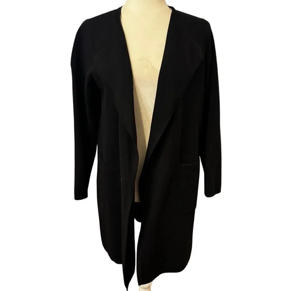 J.Crew Black Merino Wool Blend Knit Blazer Cardigan Coat Size Small